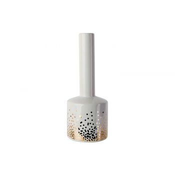 Cosy @ Home Flaschevase Gold Dots Weiss 9,6x9,6xh25,