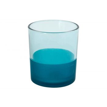 Cosy @ Home Teelichtglas Sprayed Blau D9xh10cm