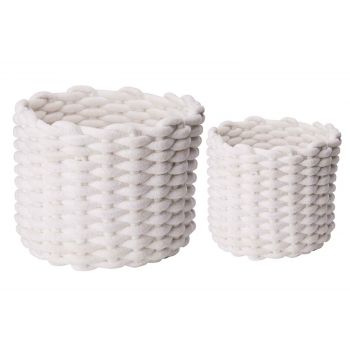 Cosy & Trendy Velvet Set2 Baskets White Velvet Rope