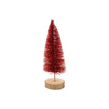 Cosy @ Home Weihnachtsbaum Glitter Wood Base Rot 7x7