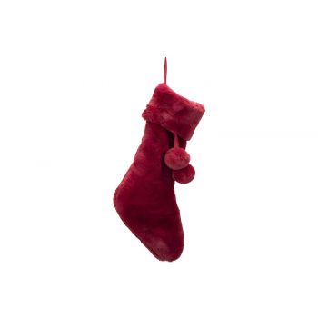 Cosy @ Home Weihnachtssocke Ponpon Fur Bordeaux 25x4