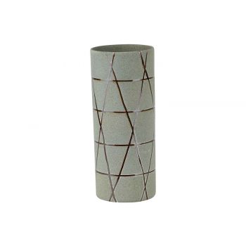 Cosy @ Home Vase Tube Bronze Lines Grau 12x12xh30cm