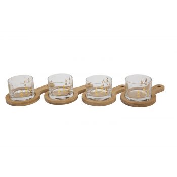 Cosy & Trendy Set Of 8 Tasting Glass Wooden Tray