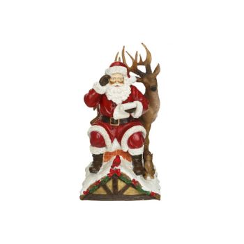 Cosy @ Home Santa With Deer On Roof Rot 16x17xh28cm