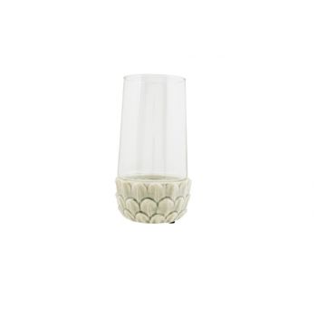 Cosy @ Home Windlicht Lotus Flower With Glass Cream