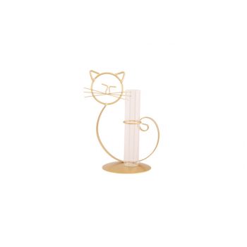 Cosy @ Home Halter Cat 1x Glass Tube Gold 14x10,5xh2