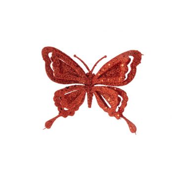 Cosy @ Home Clip Schmetterling Glitter Rot 14x2xh10c