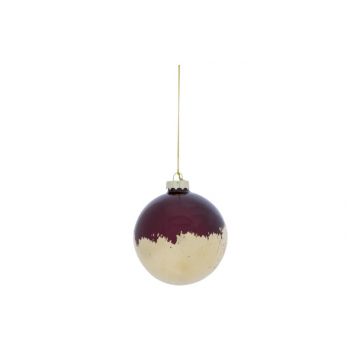 Cosy @ Home Weihnachtskugel Gold Leaf Bordeaux 8x8xh