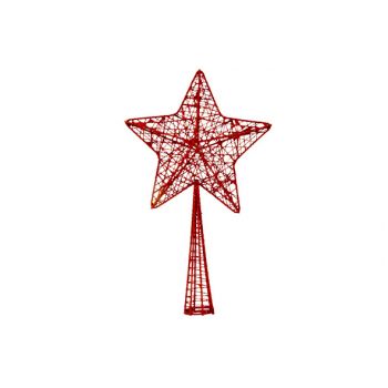 Cosy @ Home Weihnachtsbaumspitze Star Glitter Rot 12