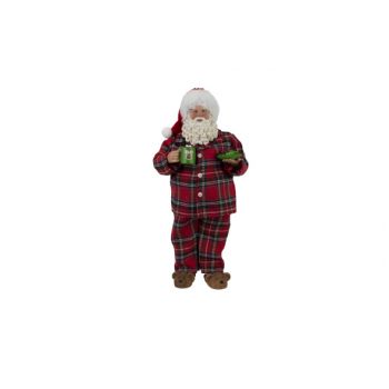 Cosy @ Home Santa In Pajamas Rot 13x9xh28,5cm Polyes