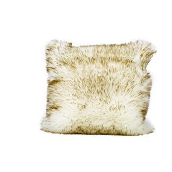 Cosy @ Home Kissen Long Faux Fur Brownwash Weiss 45x