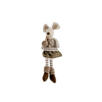 Cosy @ Home Figurine Mouse Girl Braun 14x11x40cm Tex