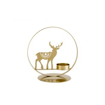 Cosy @ Home Teelichthalter Circle Deer  Gold 15,5x10