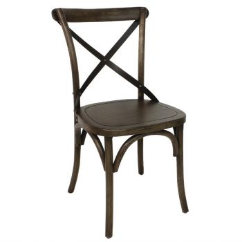 Bolero houten stoel met gekruiste rugleuning walnoot