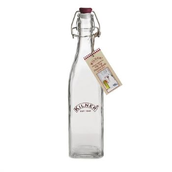 Kilner square plastic clip top glass bottle 550ml