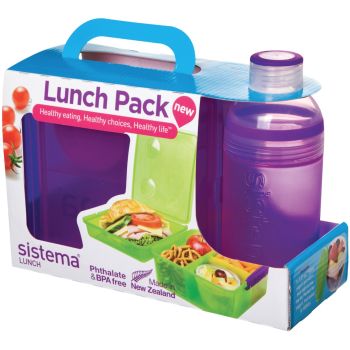Sistema Lunchbox Cube Max & Trinkflasche 480ml Violett