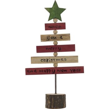 Cosy @ Home Weihnachtsbaum Rot Grun 11x4xh20cm Holz